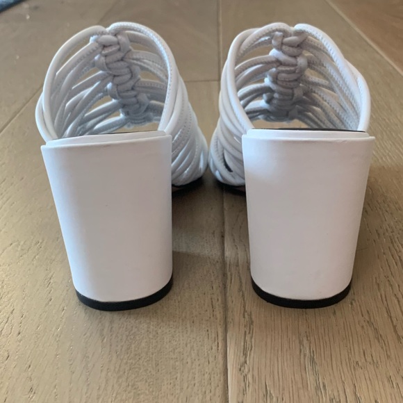 Rebecca Minkoff Calanthe Strappy Block Heel Mules in Bright White Size 8 - Picture 11 of 15